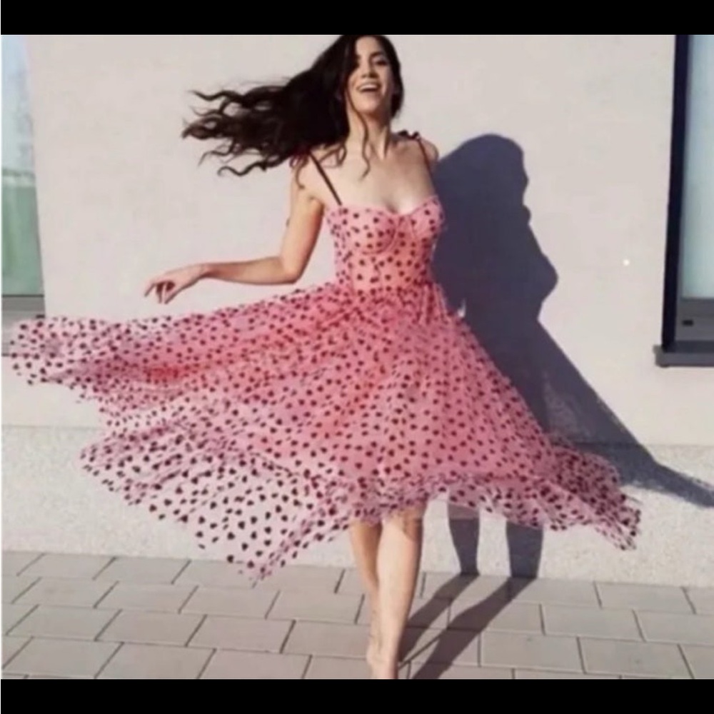 Betsey johnson Viral Pink glitter heart Dress gown Prom summer sz XS S 0 2